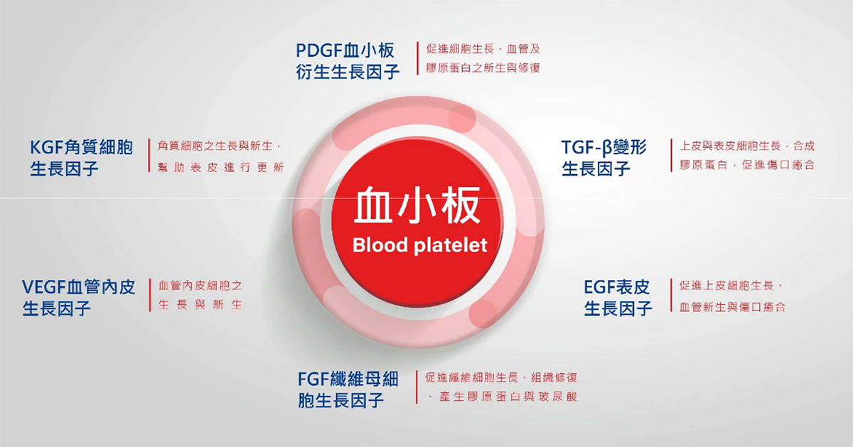 血小板6大生長因子：PDGF、TGF-β、EGF、FGF、VEGF、KGF之修復與新生機制-致然雅暮醫美診所